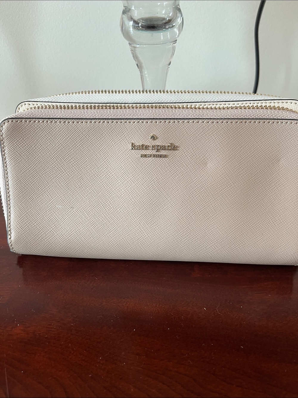 kate spade Light Blush Saffiano Zip-Around Wallet